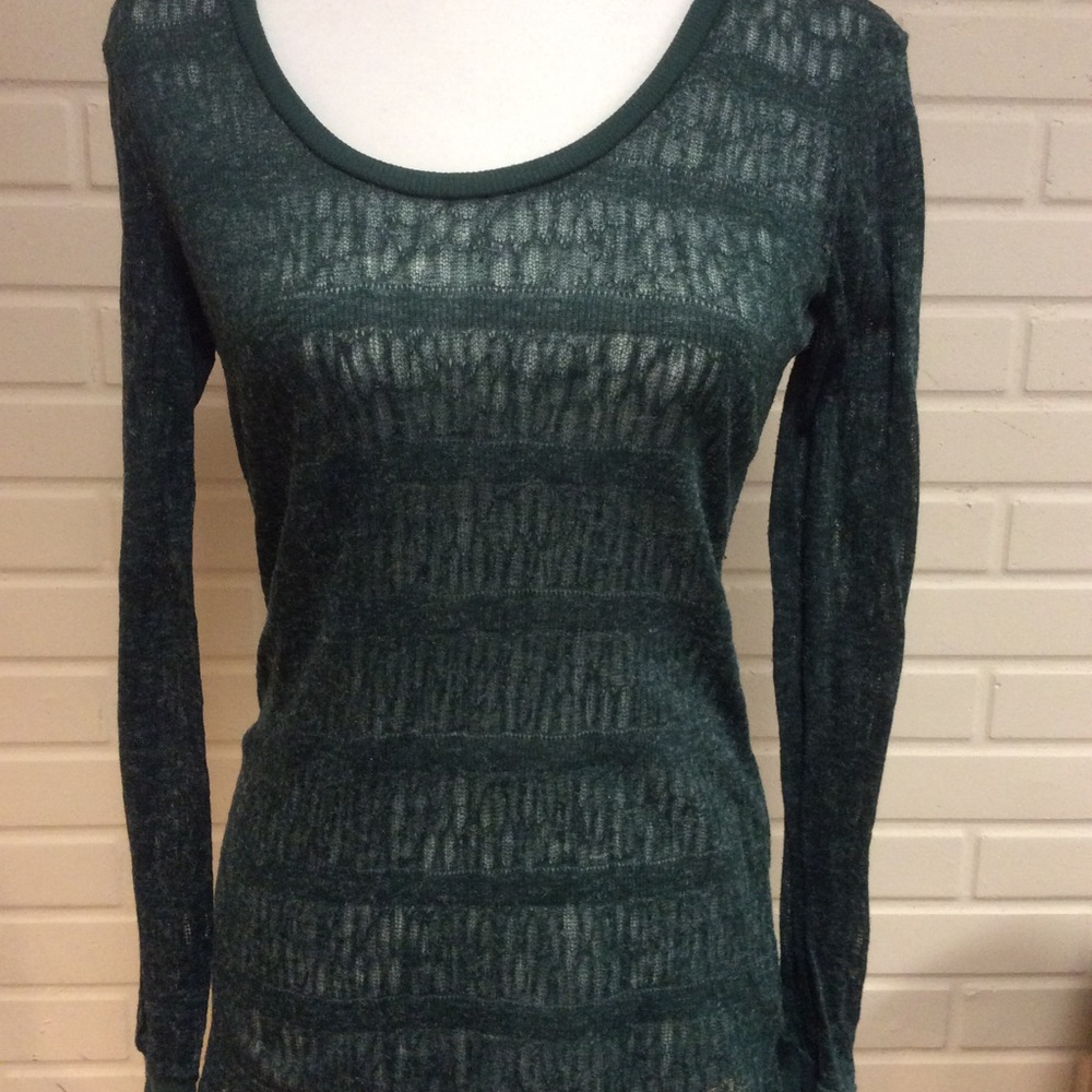 BKE Green Sheer Long Sleeve Blouse